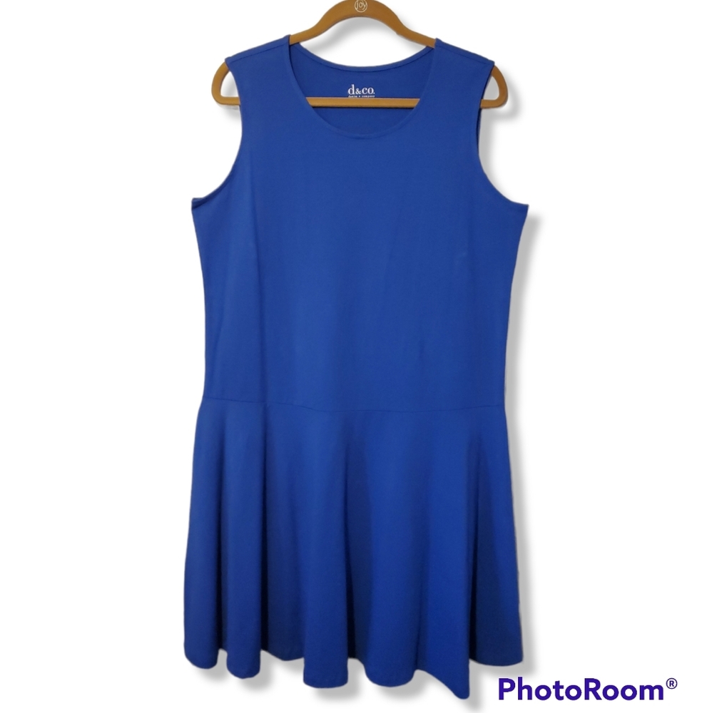 Denim & Co. Perfect Jersey Sleeveless Drop Waist Dress Womens L